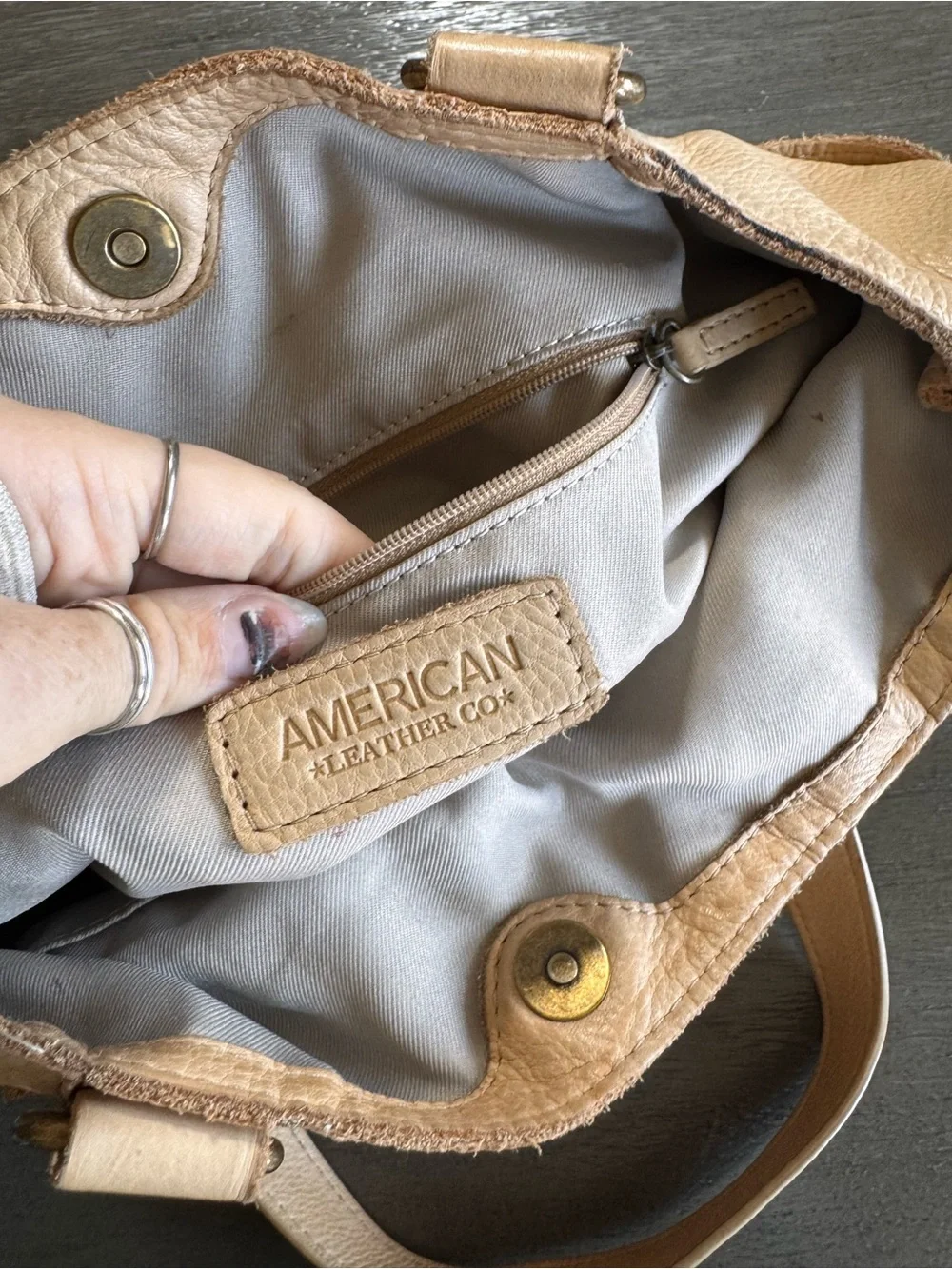 American Leather Co Tan Shoulder Bag Purse Satchel
